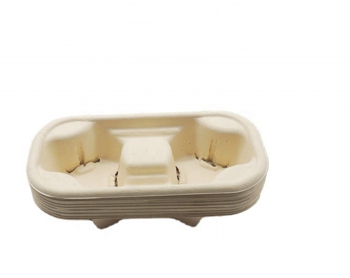 4 Cup Biodegradable Disposable Sugarcane Bagasse Coffee Cup Tray