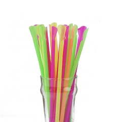 Individually Wrapped Eco Drinking Disposable PLA Straw with Spoon