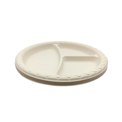 disposable 3-compartment plate biodegradable cornstarch meat plate