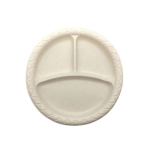 3 Compartment Disposable Biodegradable Cornstarch Plates