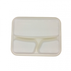 3 compartment take away biodegradable cornstarch food container with lid