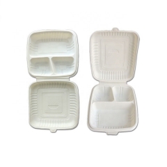 Take-away-Verpackung Einweg-Maisstärke Biologisch abbaubare Lunchbox mit 3 Fächern