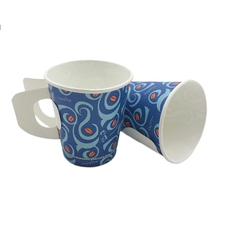 Taza de papel de diseño personalizado de 7 oz con asa para té y café