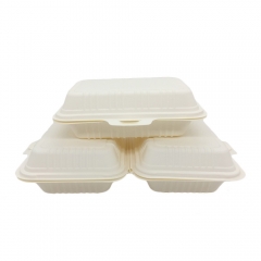 800 ml clamshell food box biodegradable cornstarch food box for barbecue