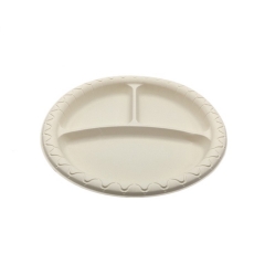 disposable 3-compartment plate biodegradable cornstarch meat plate