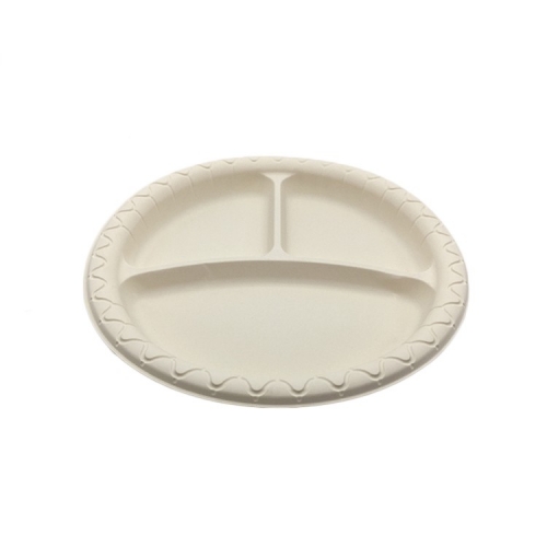 plato desechable de 3 compartimentos plato de carne de maicena biodegradable