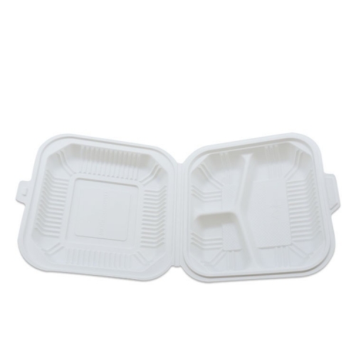 3 compartment biodegradable cornstarch food container