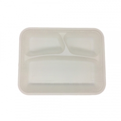 three-divided compartment box biodegradable cornstarch box with lid for children