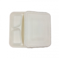 three-divided compartment box biodegradable cornstarch box with lid for children