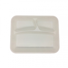 3 compartment take away biodegradable cornstarch food container with lid