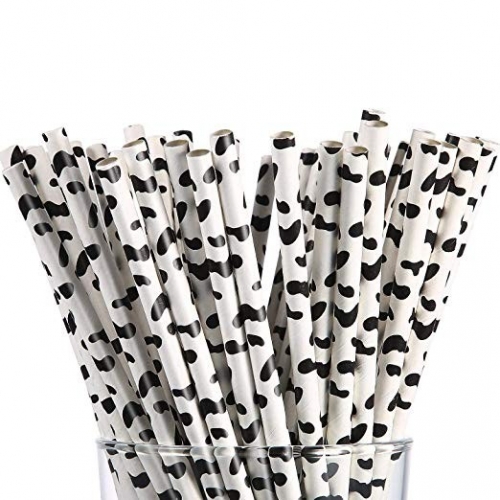 Biodegradable Cow Pattern Paper Drinking Straw