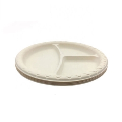 3 Compartment Disposable Biodegradable Cornstarch Plates