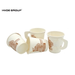 2019 Hot Sales 8oz customized printed biodegradable paper coffee cup with handle