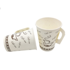 Taza de café de papel desechable personalizada de Navidad de 9 oz con asa