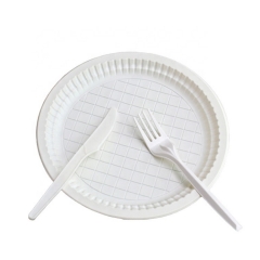 Bioplastic Compostable Round 6 Inch Cornstarch Plates with Lattice