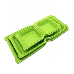 Boîte de conteneur de fécule de maïs de vaisselle jetable verte biodégradable Nouveau design