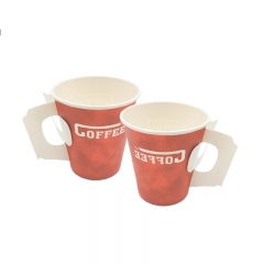 Taza de café de papel desechable personalizada de Navidad de 9 oz con asa