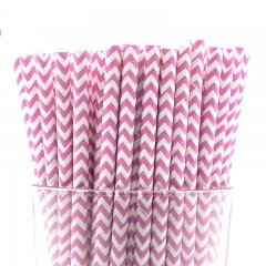 Paille de papier à rayures Chevron biodégradable de couleur personnalisée