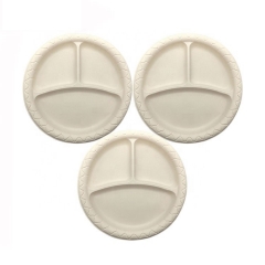 3 Compartment Disposable Biodegradable Cornstarch Plates