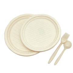 Para llevar biodegradable redondo placas redondas desechables de lujo del bagazo de almidón de maíz de 7 pulgadas