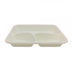 three-divided compartment box biodegradable cornstarch box with lid for children