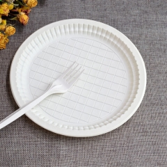 Bioplastic Compostable Round 6 Inch Cornstarch Plates with Lattice