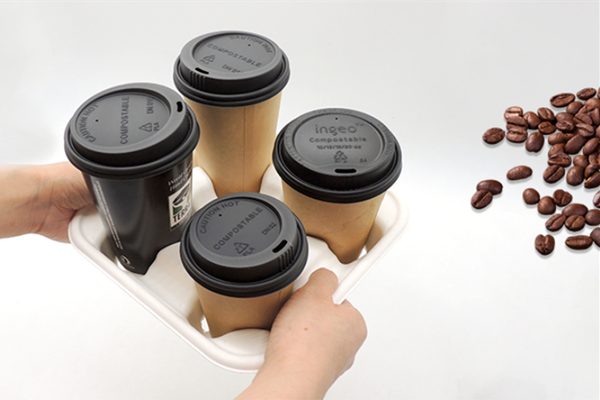 Biodegradable 4 cup & 2 cup drink cup carrier is suitable for takeout disposable cups