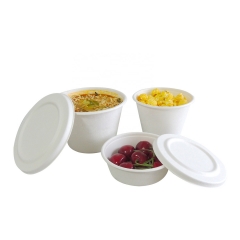 Eco-friendly Disposable Bagasse Soup Bowl with Lid