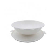 Bagasse biodegradable disposable bowl bagasse pulp salad sugarcane bowls with lid