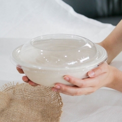 Tazón desechable biodegradable de 32 oz de fideos de ensalada de bagazo de caña de azúcar con tapa