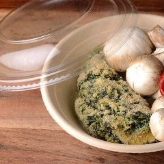 Tazón desechable biodegradable de 32 oz de fideos de ensalada de bagazo de caña de azúcar con tapa