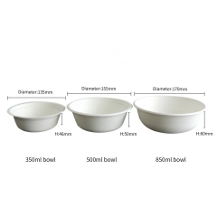 Disposable New Biodegradable Disposable Sugarcane Bagasse Soup Salad Bowl of 500ml