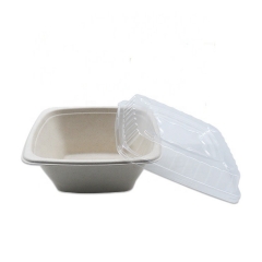 Tigela para bagaço biodegradável de 32 onças para bagaço Tigela para embalagem de alimentos com bagaço com tampa