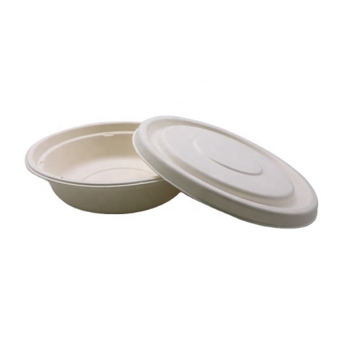 500ml sugarcane bagasse bowl with lid