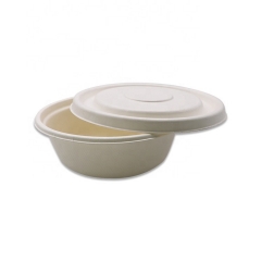 375ml Sugarcane Pulp Disposable Biodegradable Bowl with Lid