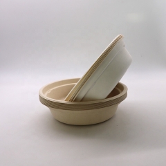 375ml Sugarcane Pulp Disposable Biodegradable Bowl with Lid