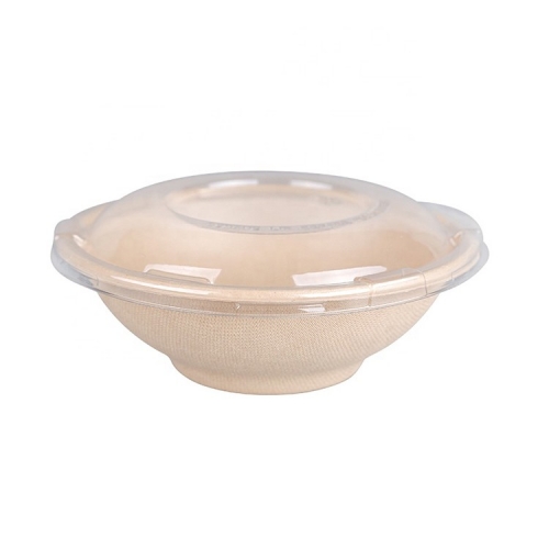 Bol jetable de 32 oz de nouilles à salade compostable de bagasse de canne à sucre biodégradable avec couvercle