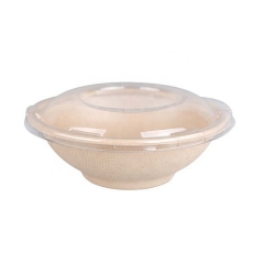 Bol compostable à couvercle transparent en bagasse biodégradable 24OZ pour soupe