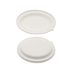 Bol de canne à sucre ovale 24OZ Compostable Bagasse à emporter jetable avec couvercle