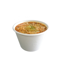 Taça de sopa descartável de bagaço de cana-de-açúcar 500ml embalagem verde com tampa