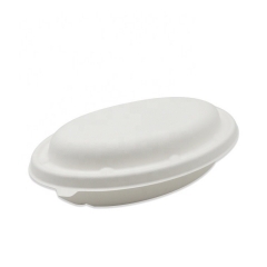 Cuenco oval compostable del bagazo para llevar del cuenco de Sugercane disponible con la tapa