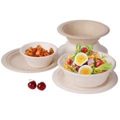 Eco Biodegradable 12oz Bagasse Pulp Tableware Sugarcane Salad Bowl