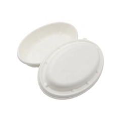 Cuenco oval compostable del bagazo para llevar del cuenco de Sugercane disponible con la tapa