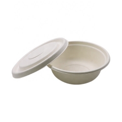 Bol de bagasse de canne à sucre jetable biodégradable 100 % compostable et écologique de 16 oz avec couvercle