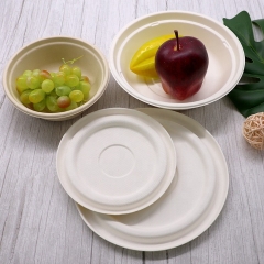 32OZ Eco-friendly Round Biodegradable Bagasse Salad Bowl with Sugarcane Lid