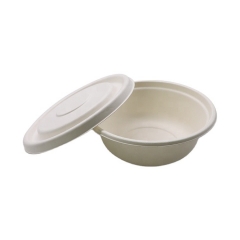 Bol de bagasse de canne à sucre jetable 100 % compostable de 16 oz avec couvercle