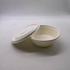 Bol de bagasse de canne à sucre compostable biodégradable de 16 oz 500 ml avec couvercle