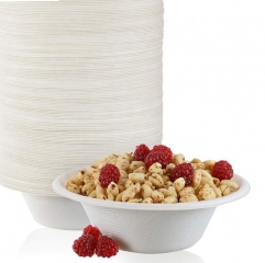 12OZ White Round Biodegradable Bagasse Bowl Compastable Bowl for Party