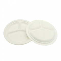 Assiette Bagasse Compostable Canne à Sucre Assiette 3 Compartiments Assiettes Fêtes