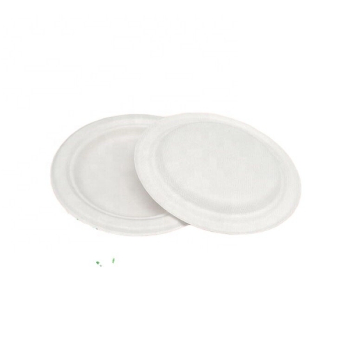 White Disposable Biodegradable Sugarcane Round Food Plate For Wedding